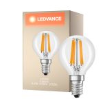 Ledvance Classic LED E14 Poire Filament Claire 4.2W 470lm - 927 Blanc Très Chaud | Meilleur rendu des couleurs - Dimmable - Équivalent 40W