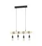 Eglo Suspension Luminaire Townshend Acier Bois Noir Brun | IP20 - Convient pour 4x E27 